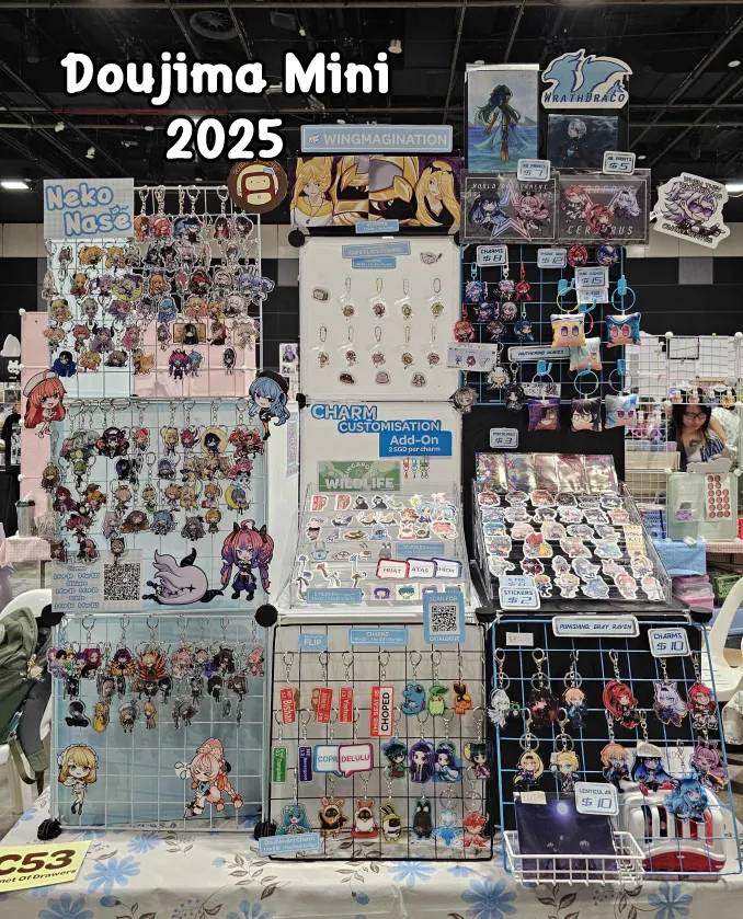 Previous booth setups and product catalog