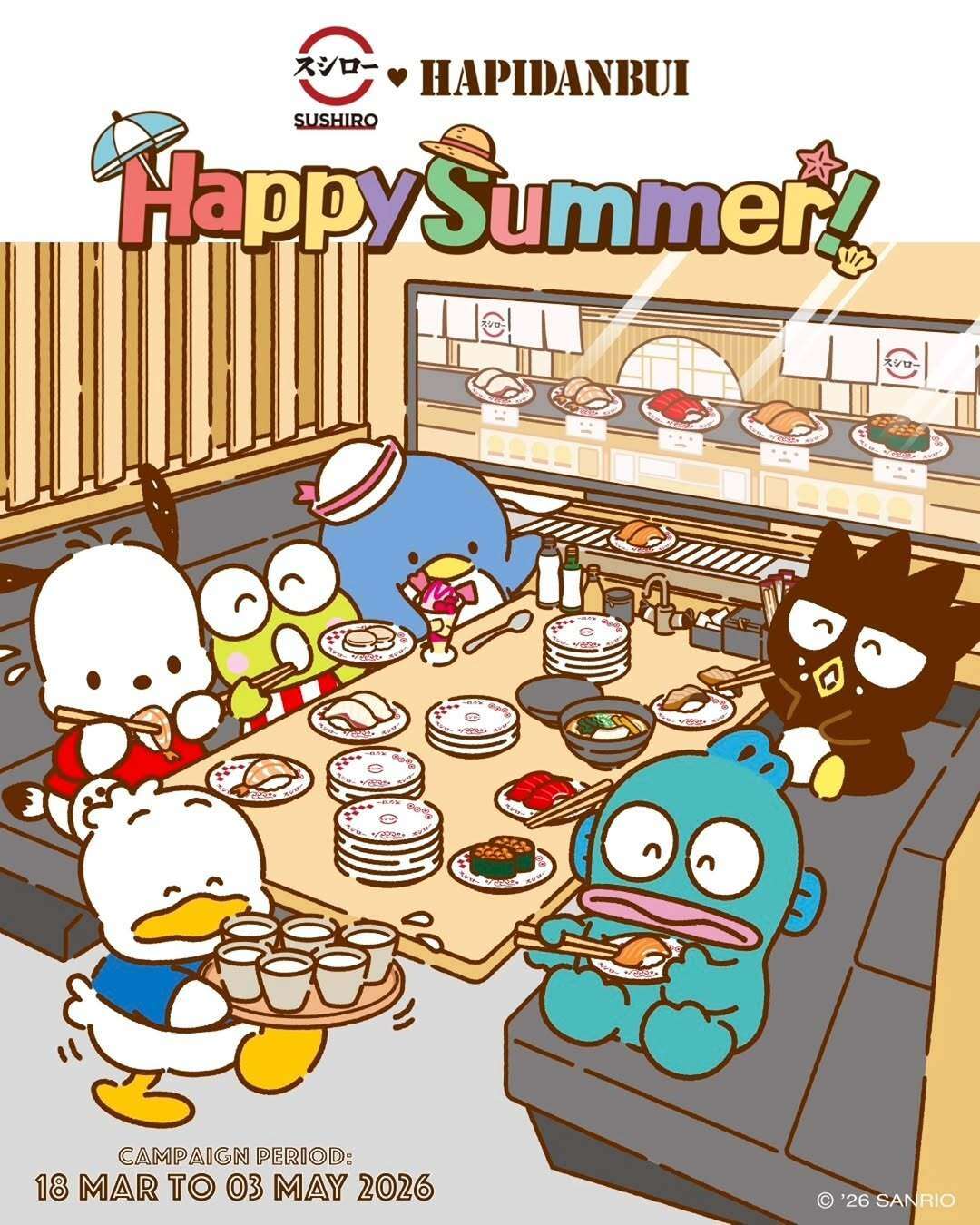 Sushiro x Sanrio - HAPIDANBUI Happy Summer! (18 March - 3 May Everyday!)